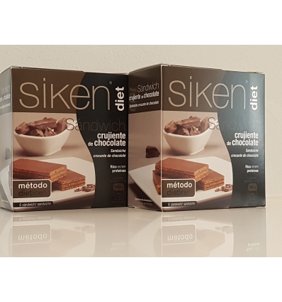 Siken Diet 2 cajas de Sandwich crujiente de chocolate. OFERTON la segunda unidad a mitad de precio