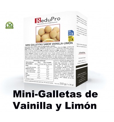 ReduPro Mini galletas de VAINILLA-LIMON, CAJA 4 bolsas de 30 grs