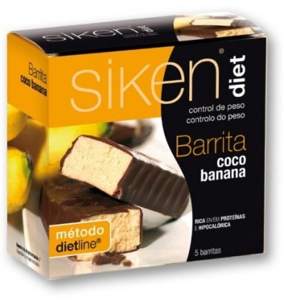 Siken Diet Barritas de Coco Banana, caja 5 barritas,