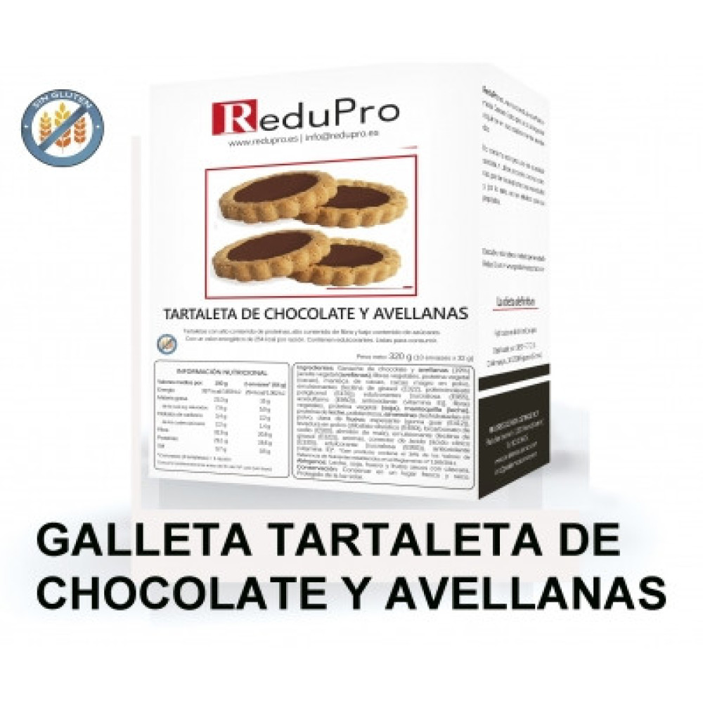 ReduPro Galleta tartaleta de Chocolate y avellanas caja 10 envases