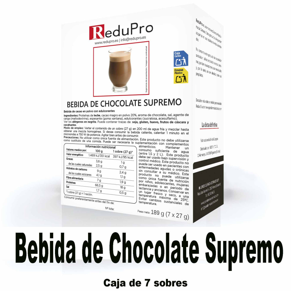 ReduPro Bebida de Chocolate Supremo caja de 7 sobres