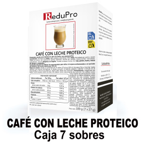 ReduPro Bebida de Café con leche proteico, caja de 7 sobres