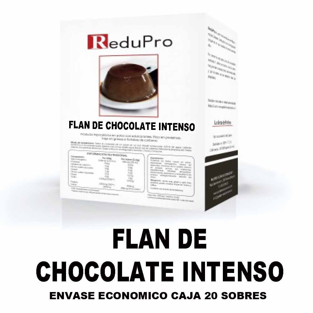ReduPro Flan de Chocolate Intenso, ENVASE ECONOMICO caja de 20 sobres