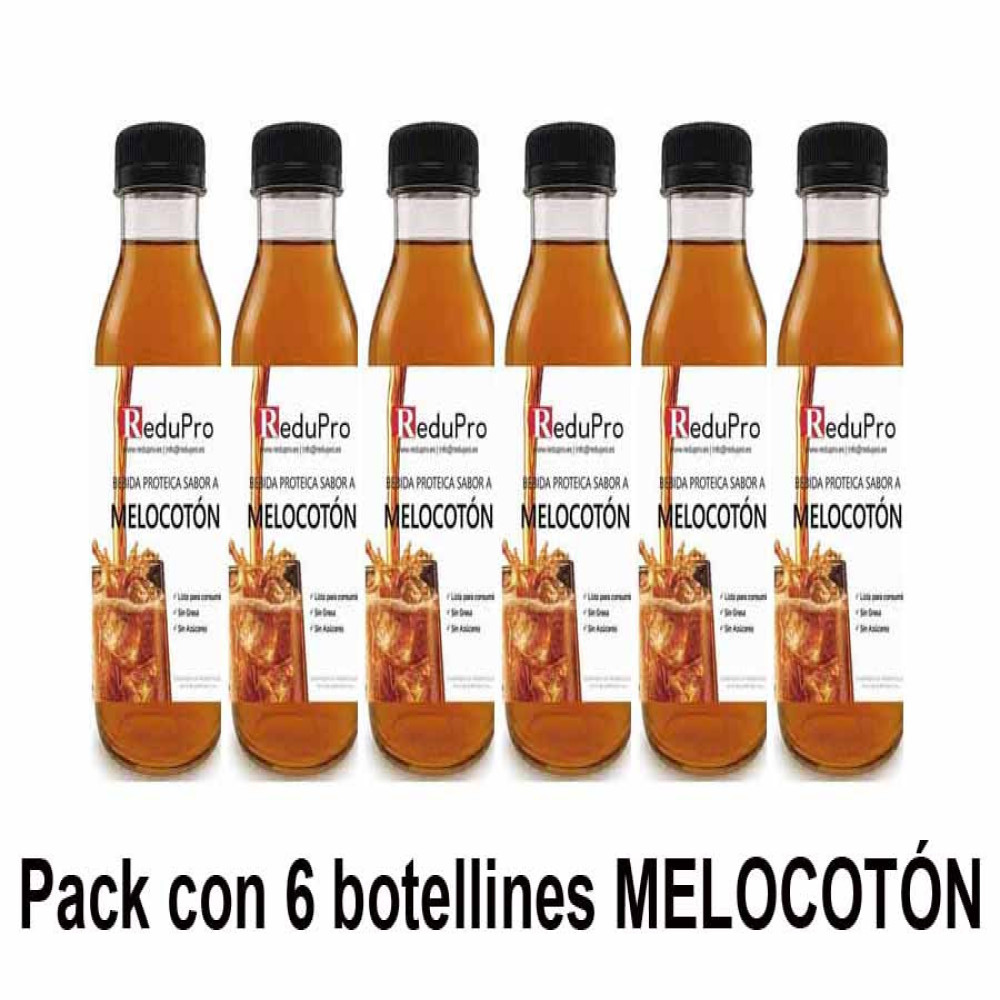 ReduPro BEBIDA PROTEICA sabor a MELOCOTÓN Botellin de 330 ml pack de 6 unidades